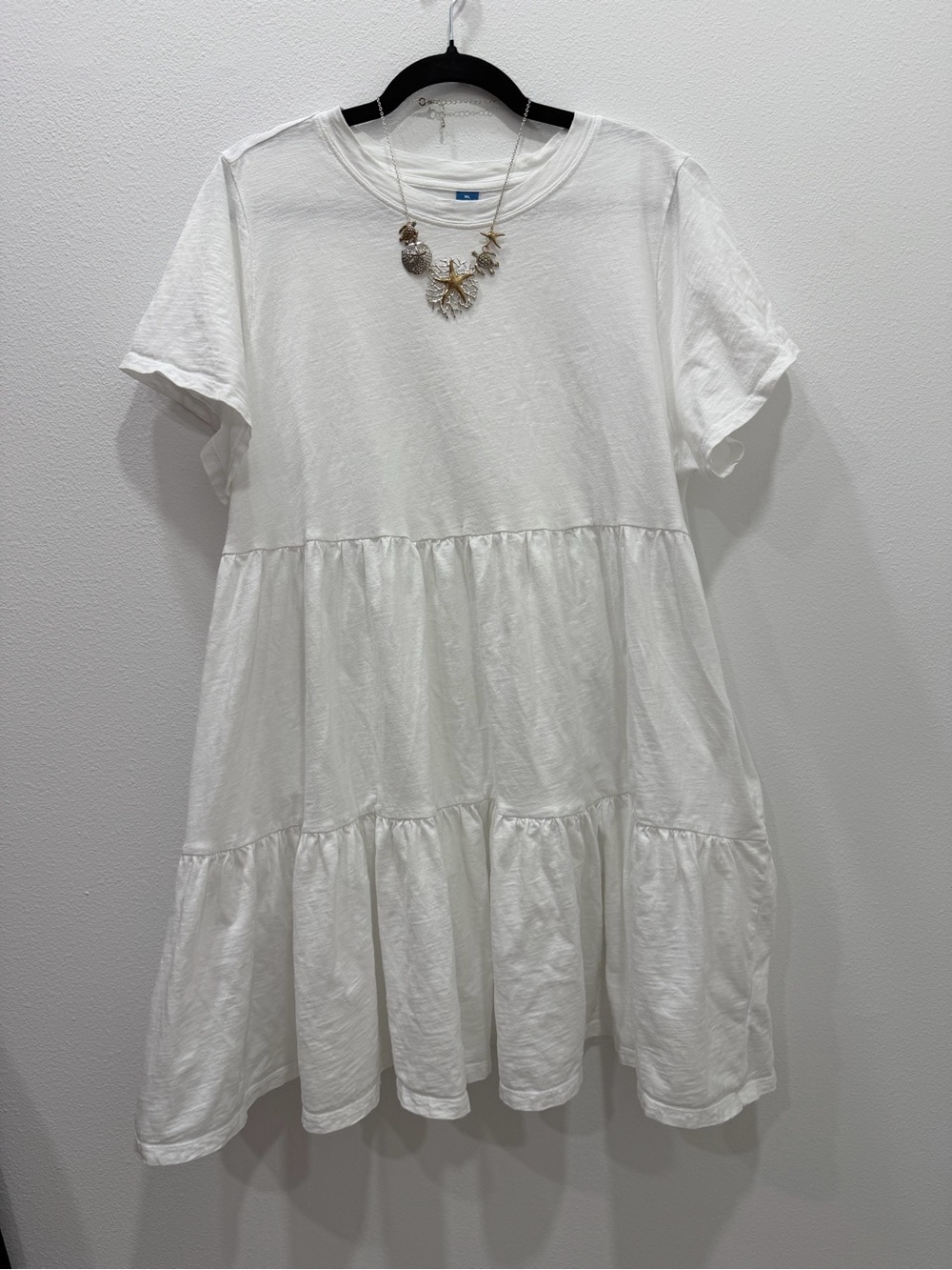 Old Navy Tiered White Mini Swing T-Shirt Dress Size XL like new